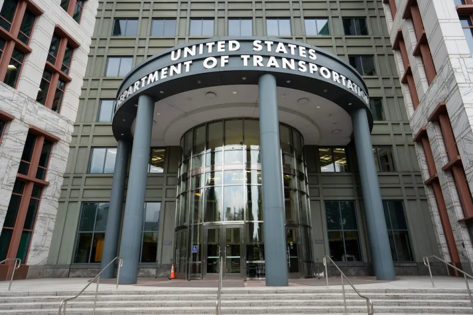 Front entrance of U.S. Department of Transportation office in Washington D.C.